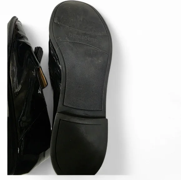 Franco Sarto Black Patent Tassel Loafers Size 10 Classic Chic Slip - Ons Preppy - Picture 5 of 10